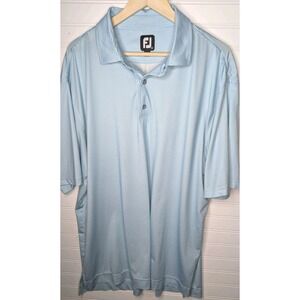 FJ Foot Joy Mens XL Houndstooth Short Sleeve Baby Blue  Golf Lightweight Collar